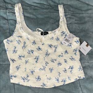 Wild Fable Floral Lace Trim Crop Top